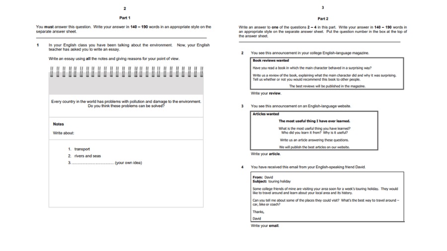 Mẫu đề thi chứng chỉ FCE